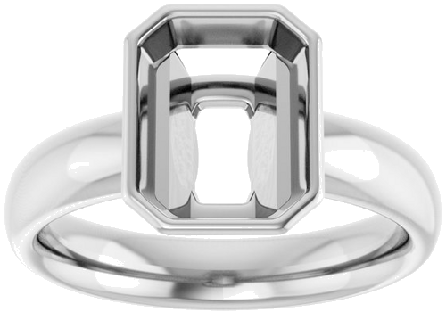 14K White 9x7 mm Emerald Engagement Ring Mounting (3)
