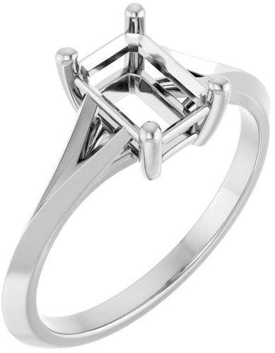 Sužadėtuvių Žiedas „Solitaire“ 585 Baltojo Aukso Emerald 7mm x 5mm (1)