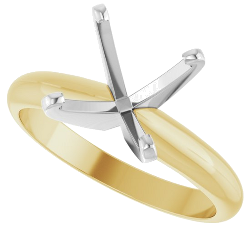 14K Yellow White 7x7 mm Square 4-Prong Light Solitaire Engagement Ring Mounting (5)
