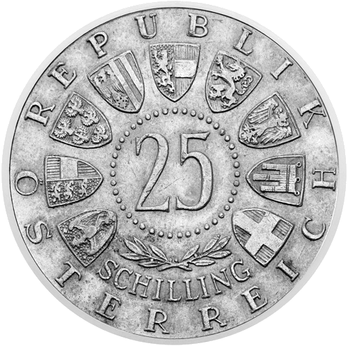 25 šilingai Mocartas 1956 Austrija sidabrinė moneta (2)