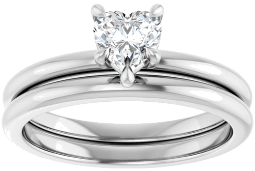 14K White 5x5 mm Heart Solitaire Engagement Ring Mounting (7)