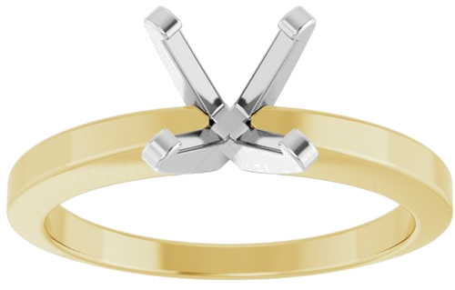 14K Yellow White 6.5 mm Round Solitaire Engagement Ring Mounting (3)