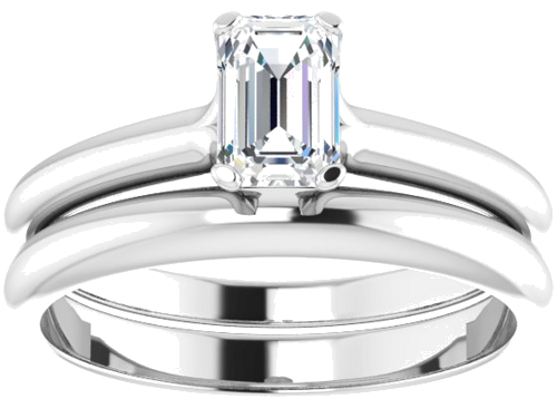 14K White 6x4 mm Emerald Solitaire Engagement Ring Mounting (8)