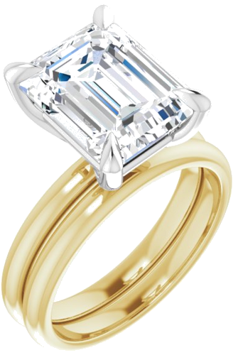 14K Yellow White 11 x 9 mm Emerald Engagement Ring Mounting (6)