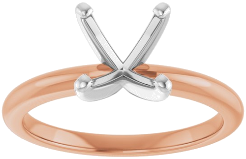 Sužadėtuvių Žiedas „Solitaire“ 585 Baltojo Ir Rožinis Aukso Round 8mm (3)