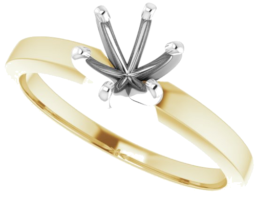 14K Yellow   White 5.7-6 mm Round 6-Prong Solitaire Engagement Ring Mounting (5)