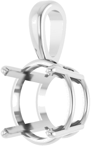 14K White 11 mm Round 4-Prong Pendant Mounting (2)