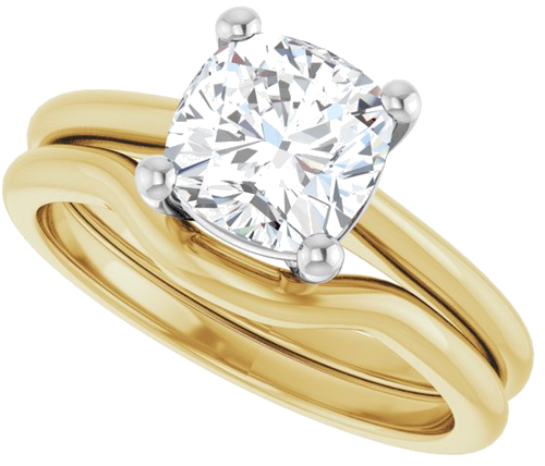 Sužadėtuvių Žiedas „Solitaire“ 585 Baltojo Ir Geltonojo Aukso Cushion 7mm (8)