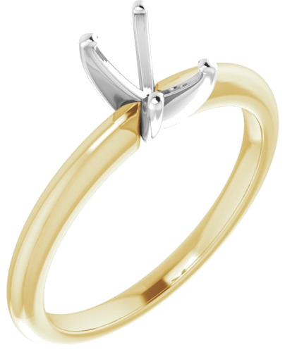 14K Yellow   White  6x4 mm Emerald Solitaire Engagement Ring Mounting (1)