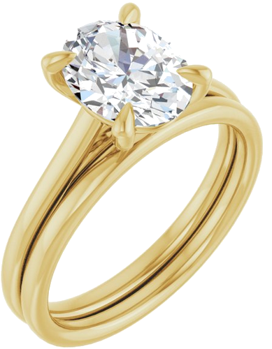 18K Yellow  9x7 mm Oval Solitaire Engagement Ring Mounting (6)