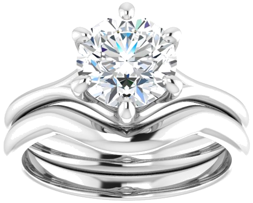 14K White 7.4 mm Round Engagement Ring Mounting (8)