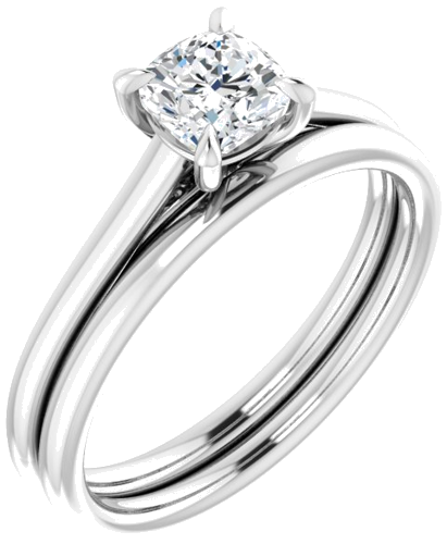 14K White  5 mm Cushion Solitaire Engagement Ring Mounting (6)