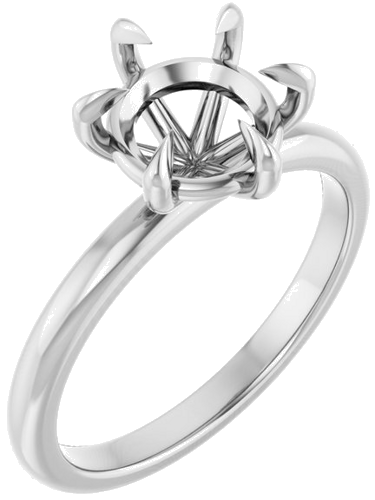 14K White 8 mm Round Solitaire Engagement Ring Mounting (1)