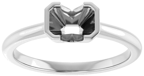 Sužadėtuvių Žiedas „Half Bezel Solitaire“ 585 Baltojo Aukso Emerald 6mm x 4mm (3)