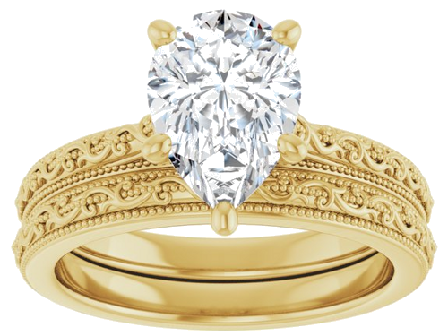 Sužadėtuvių Žiedas „Solitaire“ 585 Geltonojo Aukso Pear Shape 10mm x 7mm (8)