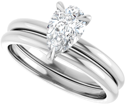 Sužadėtuvių Žiedas „Solitaire“ 585 Baltojo Aukso Pear Shape 8mm x 5mm (10)