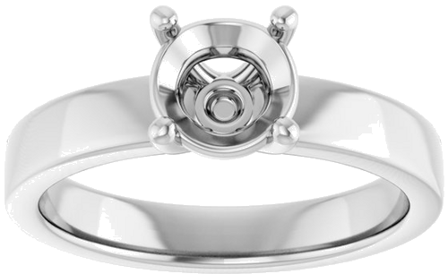 10K White 6.5 mm Round Solitaire Engagement Ring Mounting (3)