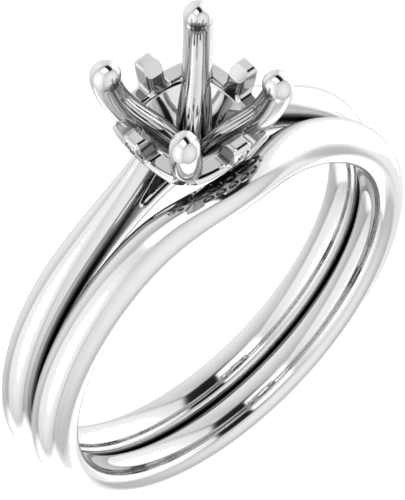 Sužadėtuvių Žiedas „Hidden Cross Solitaire“ 585 Baltojo Aukso Round 6.5mm (6)