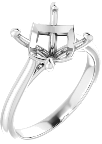 14K White 10 mm Round Solitaire Engagement Ring Mounting (1)