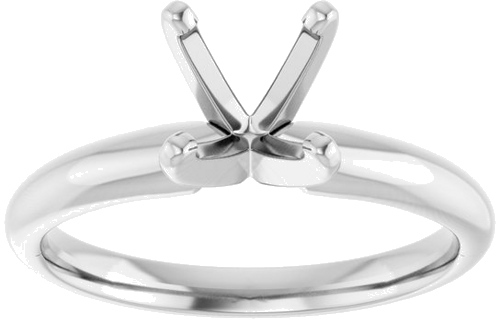 14K White 6-6.6 mm Round 4-Prong Solitaire Ring Mounting (3)