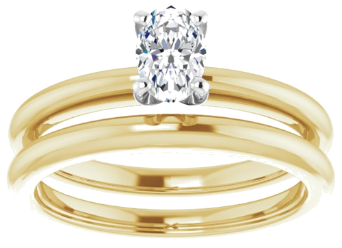 14K Yellow   White  6x4 mm Oval Solitaire Engagement Ring Mounting (8)