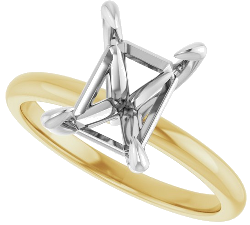 Sužadėtuvių Žiedas „Solitaire“ 585 Baltojo Ir Geltonojo Aukso Emerald 9mm x 7mm (5)