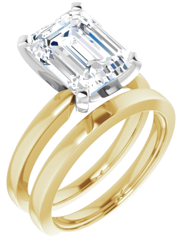 Sužadėtuvių Žiedas „Solitaire“ 585 Baltojo Ir Geltonojo Aukso Emerald 10mm x 8mm (6)