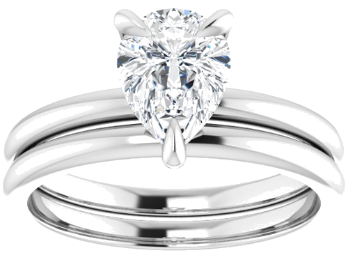 Sužadėtuvių Žiedas „Solitaire“ 585 Baltojo Aukso Pear Shape 8mm x 6mm (8)