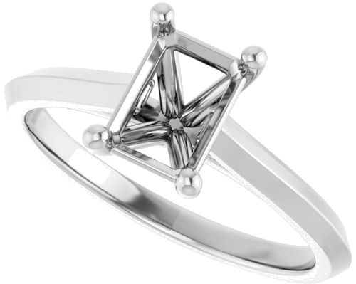 14K White 7x5 mm Emerald Solitaire Engagement Ring Mounting (5)