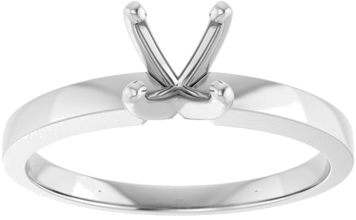 14K White 5.4-5.7 mm Round 4-Prong Solitaire Ring Mounting (3)