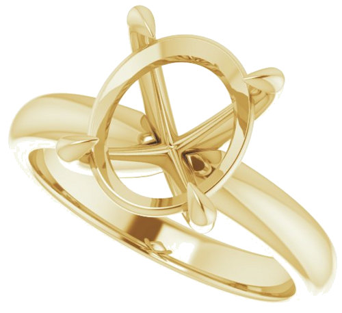 14K Yellow 11x9 mm Oval Solitaire Engagement Ring Mounting (5)