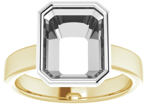 14K Yellow White 10x8 mm Emerald Solitaire Engagement Ring Mounting (3)