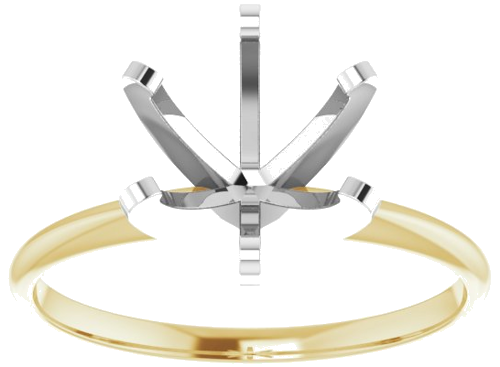 14K Yellow White 8.6-9.1 mm Round 6-Prong Solitaire Engagement Ring Mounting (3)