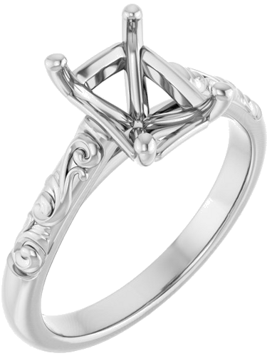 Sužadėtuvių Žiedas „Solitaire“ 417 Baltojo Aukso Emerald 8mm x 6mm (1)