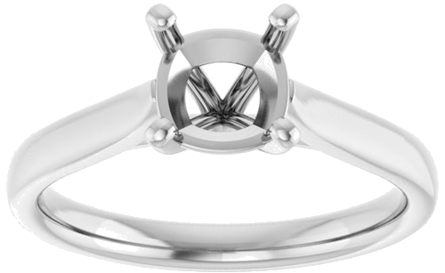 14K White 6 mm Cushion Engagement Ring Mounting (3)