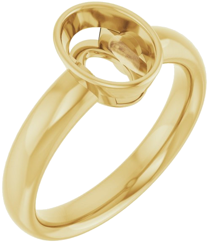 Sužadėtuvių Žiedas „Bezel-Set Solitaire“ 585 Geltonojo Aukso Oval 8mm x 6mm (1)