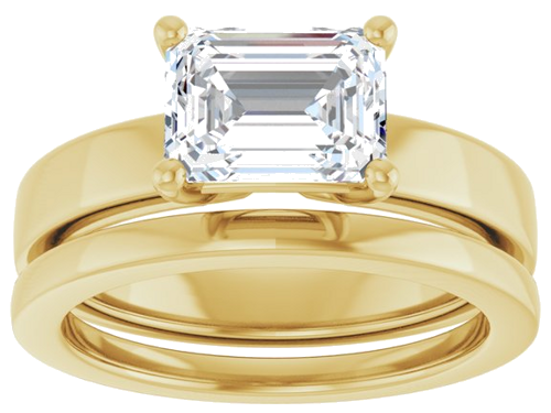 Sužadėtuvių Žiedas „Solitaire“ 585 Geltonojo Aukso Emerald 8mm x 6mm (8)