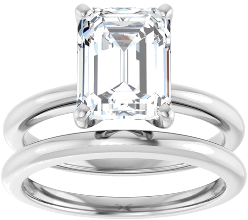 14K White  9x7 mm Emerald Solitaire Engagement Ring Mounting (8)