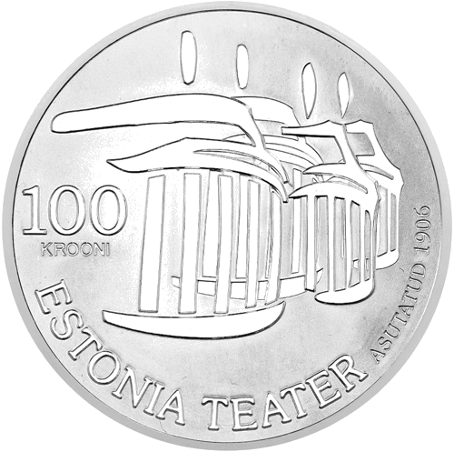 2006 Nacionalinis Estijos teatras 100 kronų sidabrinė moneta (1)