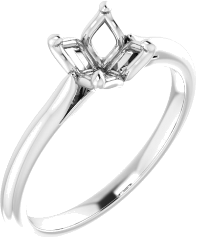 14K White  5 mm Square Solitaire Engagement Ring Mounting (1)