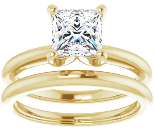 14K Yellow  6 mm Square Solitaire Engagement Ring Mounting (8)