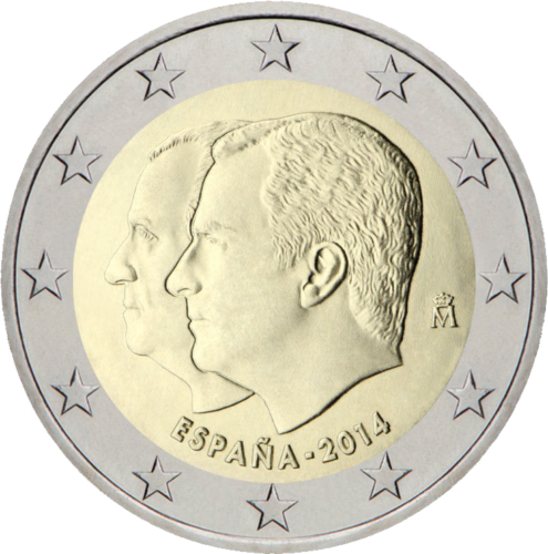 2014 Ispanija Valstybės valdovo pasikeitimas 2 eurų moneta (1)