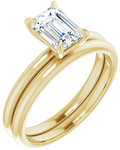 Sužadėtuvių Žiedas „Solitaire“ 585 Geltonojo Aukso Emerald 7mm x 5mm (6)