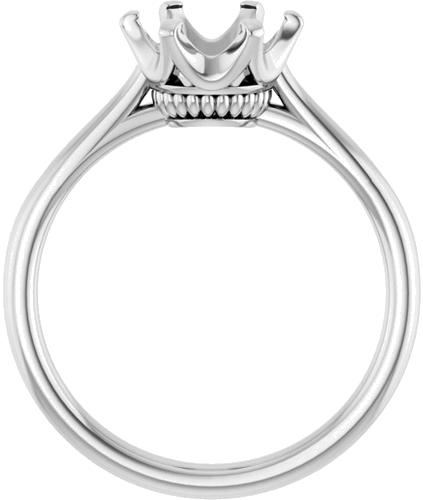 14K White 8 mm Round Engagement Ring Mounting (2)