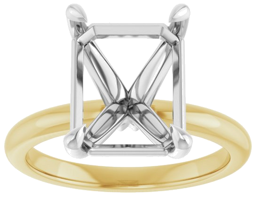 Sužadėtuvių Žiedas 585 Baltojo Ir Geltonojo Aukso Emerald 11mm x 9mm (3)