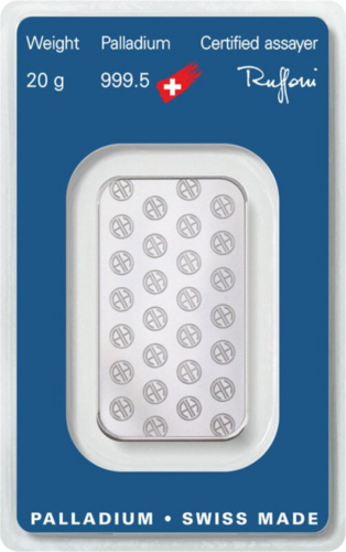 20 g paladžio luitas .995 Argor-Heraeus Šveicarija (2)