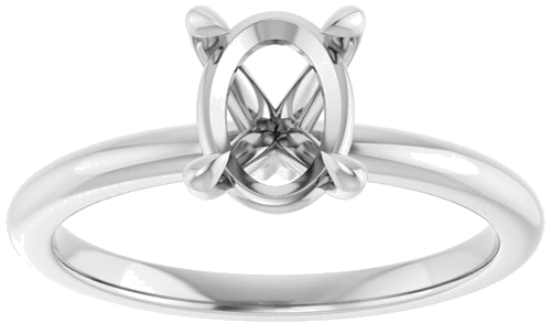 14K White 8x6 mm Oval Solitaire Engagement Ring Mounting (3)