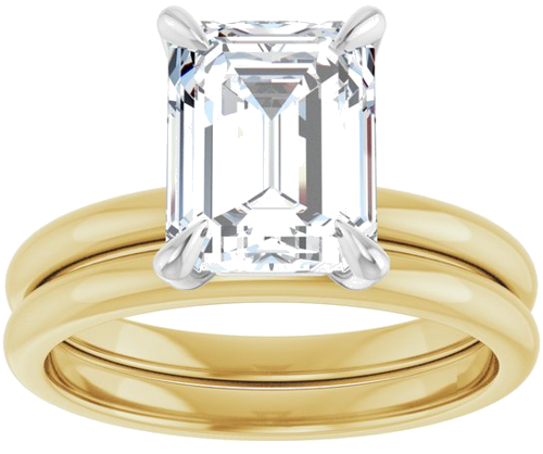 14K Yellow White 9 x 7 mm Emerald Engagement Ring Mounting (8)