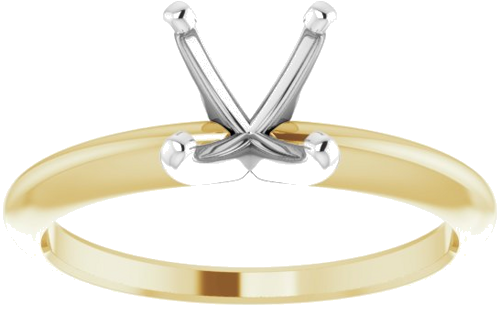14K Yellow   White 6.6-7.2 mm Round 4-Prong Comfort-fit Solitaire Ring Mounting (3)