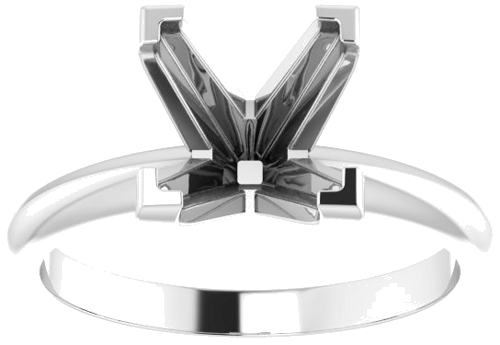 14K White 7.5 mm Square V-End 4-Prong Engagement Ring Mounting (3)